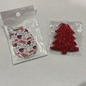 Christmas Tree and Teardrop Cardinal Merry Christmas Faux Leather Earring Set